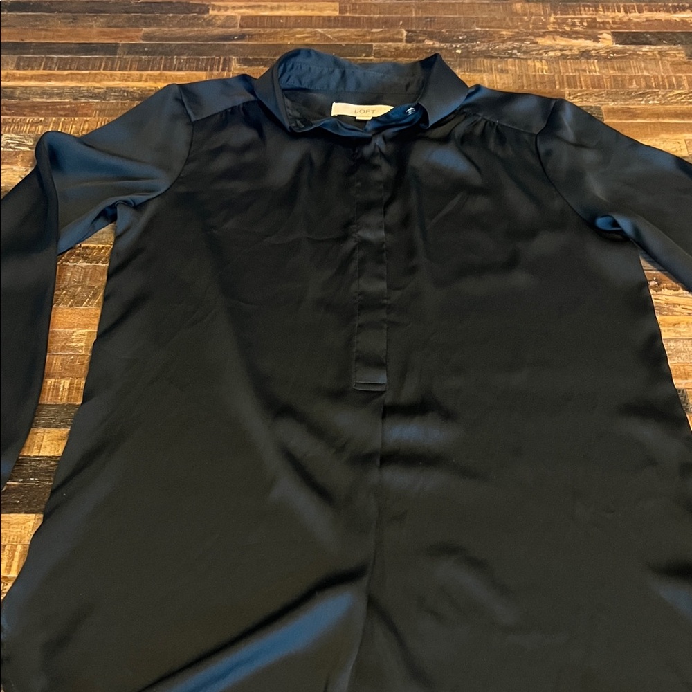 LOFT Women's Elegant Black Button Down Shirt